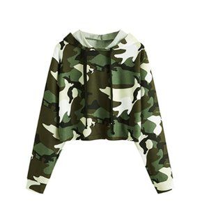 Women's Long Sleeve Casual Printed Sweatshirt Crop